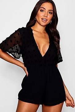 Boohoo Chiffon Textured Playsuit