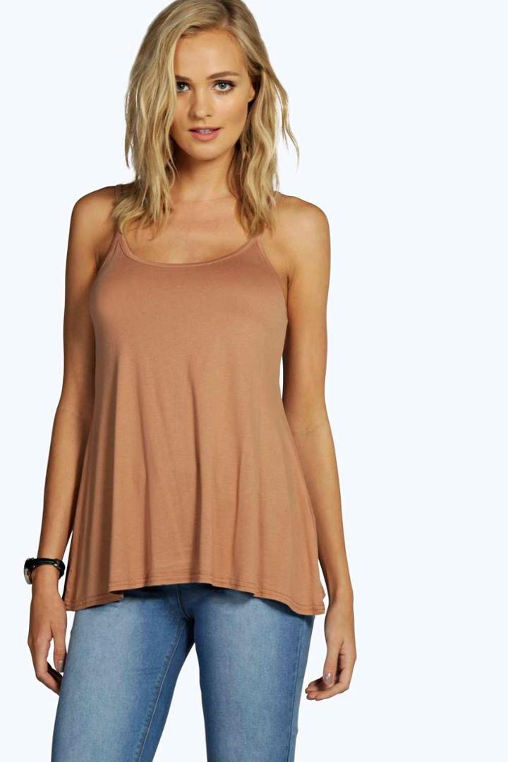Boohoo Tall Alice Swing Cami Camel