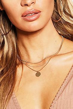 Boohoo Simple Circle And Ball Chain Layered Necklace