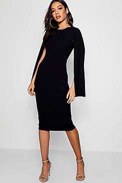 Boohoo Katherine Cape Sleeve Bodycon Midi Dress