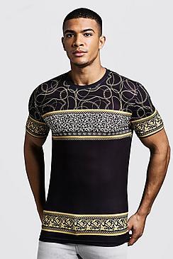 Boohoo Animal Chain Print Muscle Fit T-shirt