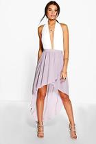Boohoo Ione Wrap Front Dipped Hem Maxi Skirt