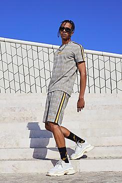 Boohoo Man Signature Check Short Set With Side Tape