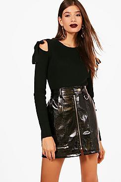 Boohoo Olivia Lace Up Shoulder Jumper