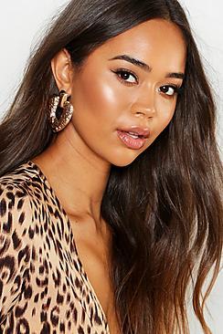 Boohoo Hammered Heart Drop Earrings