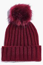 Boohoo Julie Rib Knit Faux Fur Pom Beanie Hat