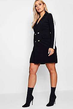 Boohoo Plus Honey Wrap Stripe Tux Dress