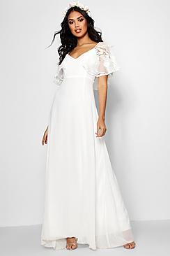 Boohoo Boutique Broderie Cape Detail Maxi Dress