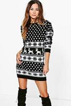 Boohoo Reindeers & Snowflake Christmas Jumper Dress