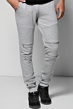 Boohoo Skinny Fit Biker Joggers With Zips