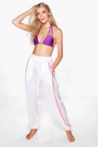 Boohoo Megan Embroidered Beach Trousers White