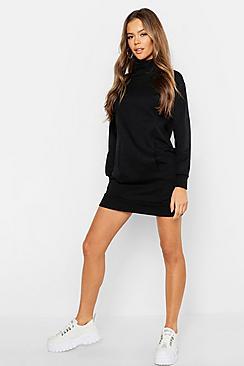 Boohoo Pocket Detail High Neck Sweat Dress