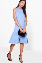 Boohoo Olivia Drop Waist Peplum Shift Dress Bluebell