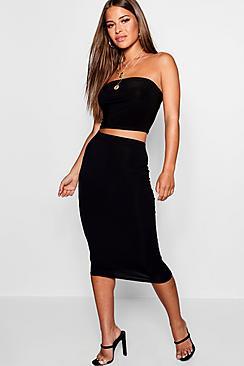 Boohoo Petite Izzy Jersey Basic Midi Skirt