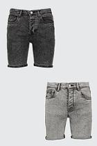 Boohoo 2 Pack Acid Wash Denim Shorts In Skinny Fit