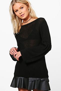 Boohoo Violet Flare Sleeve Jumper