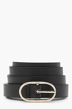 Boohoo Kate Oval Buckle Skinny Belt