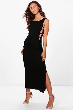 Boohoo Petite Amy Tie Detail Side Dress