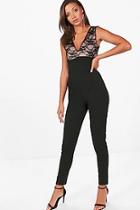 Boohoo Tall Rhy Lace Top Jumpsuit