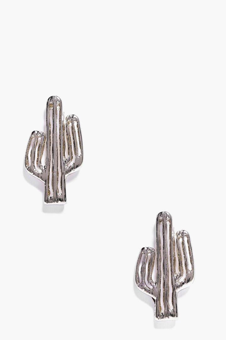 Boohoo Katie Cactus Earrings Gold