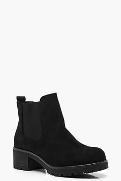 Boohoo Loop Back Chunky Chelsea Boots