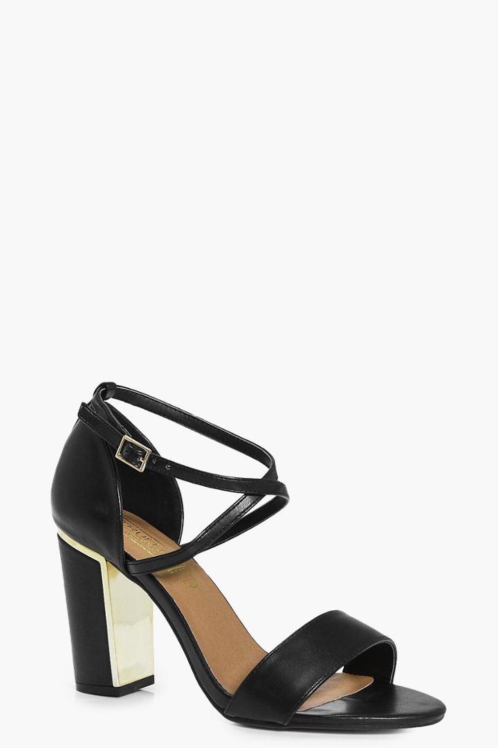 Boohoo Sophia Block Heel 2 Part Black