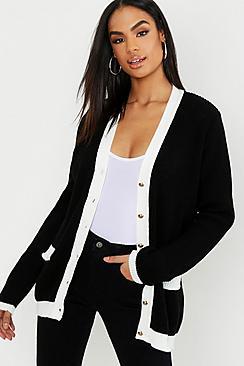 Boohoo Tall Gold Button Through Cardigan