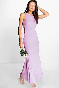 Boohoo Carol Chiffon Open Back Fish Tail Maxi Dress