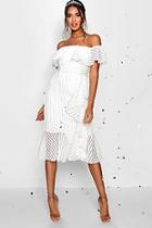 Boohoo Boutique Frill Detail Peplum Hem Midi Dress