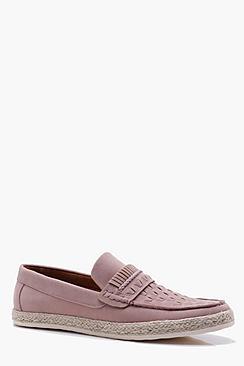 Boohoo Woven Vamp Jute Loafer