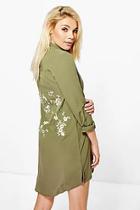 Boohoo Jourdan Embroidered Back Shirt Dress