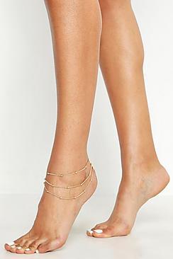 Boohoo Triple Layer Ball Chain Anklet