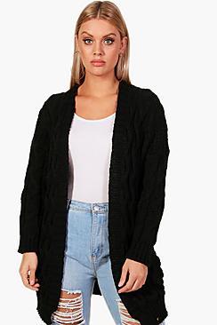 Boohoo Plus Tiffany Cable Detail Oversized Cardigan