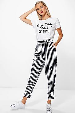 Boohoo Idalia Contrast Stripe Slim Fit Tailored Trousers