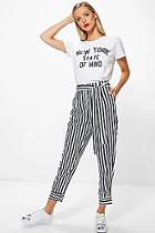 Boohoo Idalia Contrast Stripe Slim Fit Tailored Trousers