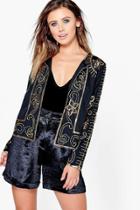 Boohoo Petite Roma Embellished Jacket Black