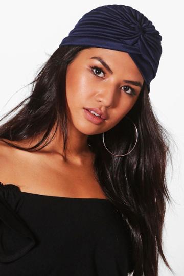 Boohoo Louise Plain Jersey Turban Navy