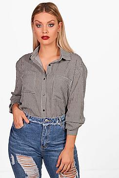 Boohoo Plus Heather Oversized Gingham Shirt
