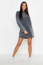 Boohoo Long Sleeve Washed Oversized T-shirt Dress