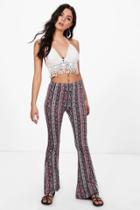 Boohoo Carly Printed Legging Flares Pink