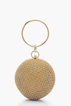 Boohoo All Over Diamante Sphere Ring Handle Bag