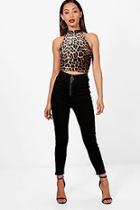 Boohoo Petite Meg High Rise Zip Front Tube Jeans