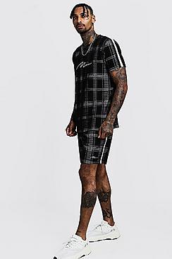 Boohoo Man Signature Check T-shirt & Short Set