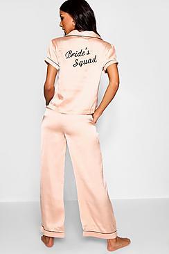 Boohoo Brides Squad Embroidered Pj's