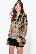 Boohoo Bonnie Border Paisley Wrap Shirt