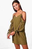 Boohoo Petite Brianna Cold Shoulder Shift Dress