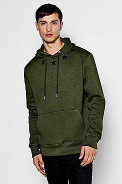 Boohoo Loose Fit Star Embroidered Hoodie