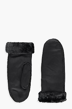 Boohoo Olivia Faux Fur Lined Mittens