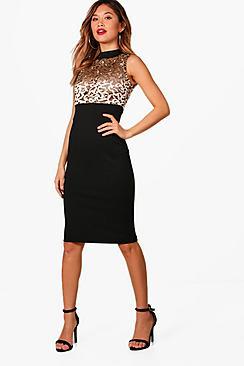 Boohoo Allana Embroidered Midi Dress