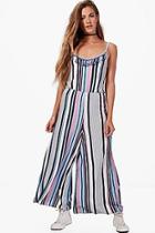 Boohoo Edwina Stripe Tassel Trim Culotte Jumpsuit